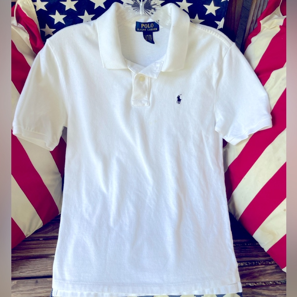 Ralph Lauren Boys White Polo Size 14/16